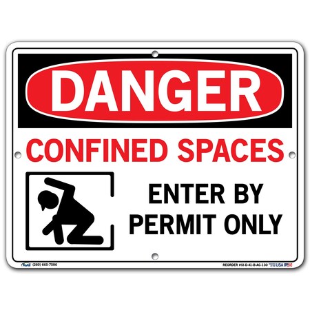 Vestil Sign, Danger, 12.5x9.5", Alum Comp, .130, SI-D-41-B-AC-130 SI-D-41-B-AC-130